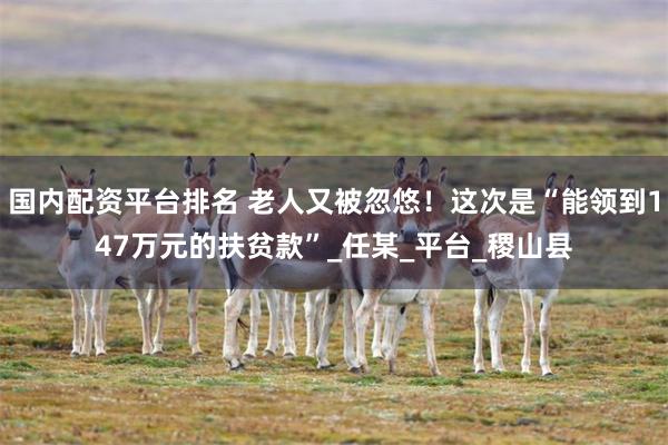 国内配资平台排名 老人又被忽悠！这次是“能领到147万元的扶贫款”_任某_平台_稷山县