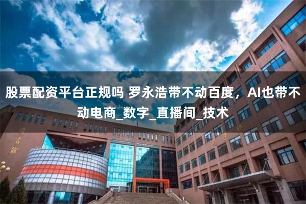股票配资平台正规吗 罗永浩带不动百度，AI也带不动电商_数字_直播间_技术