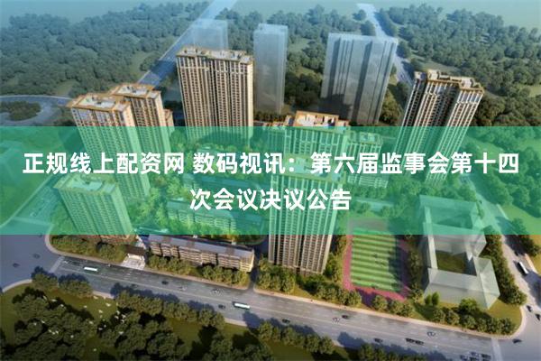 正规线上配资网 数码视讯：第六届监事会第十四次会议决议公告